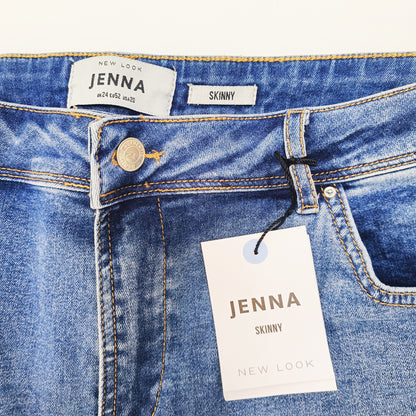 Mid Wash Lace Up Leg High Waist Skinny Jeans Size Extra Extra Large | Preloved