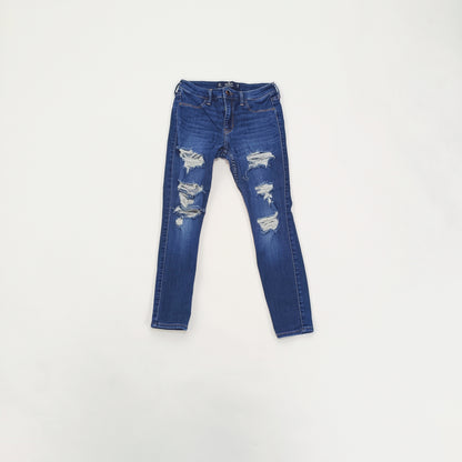 Dark Wash High Waist Super Skinny Ripped Jeans Size Extra Extra Small | Preloved