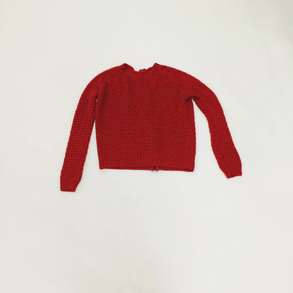 Red Waffle Knit Zip Up Cardigan Size Medium | Preloved