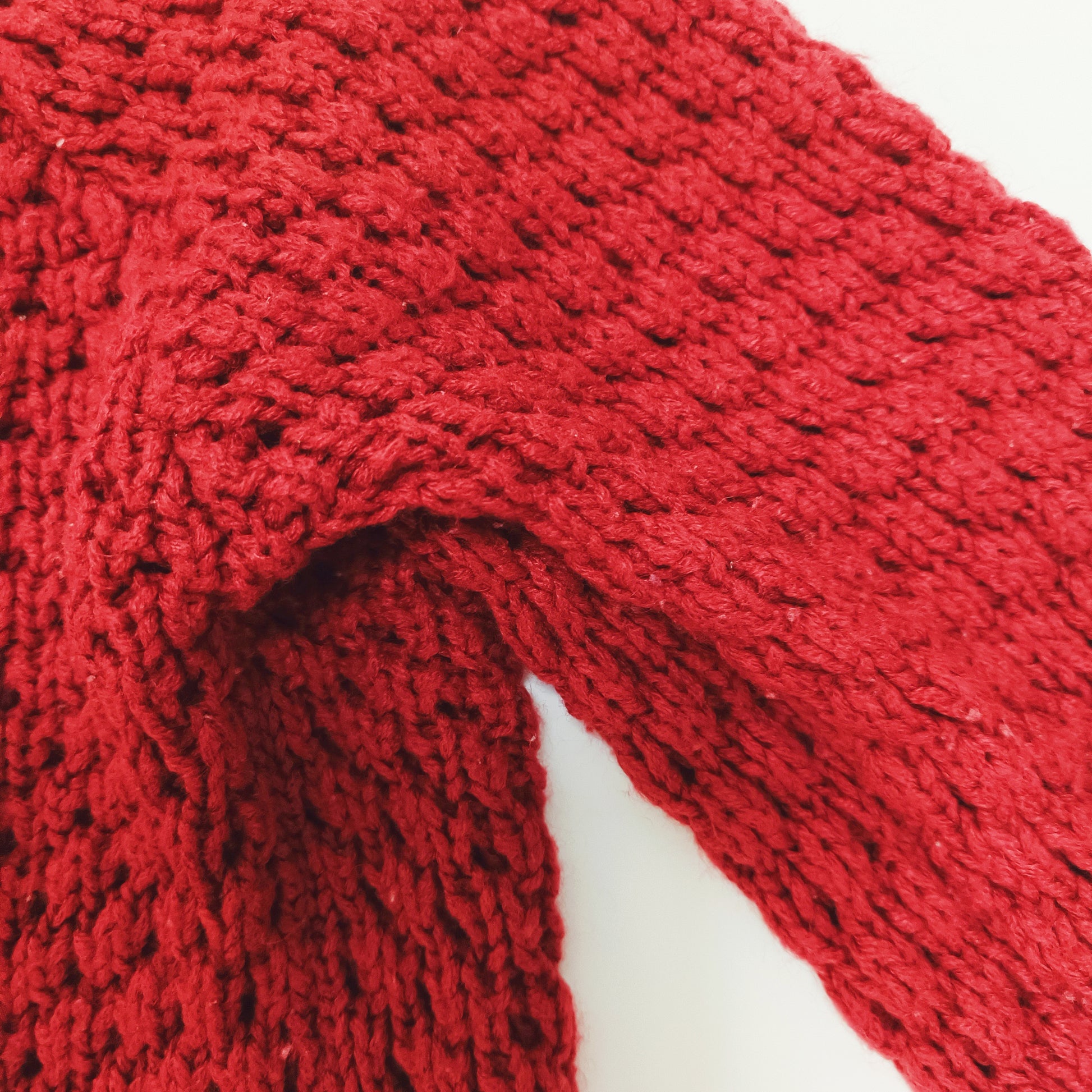 Red Waffle Knit Zip Up Cardigan Size Medium | Preloved