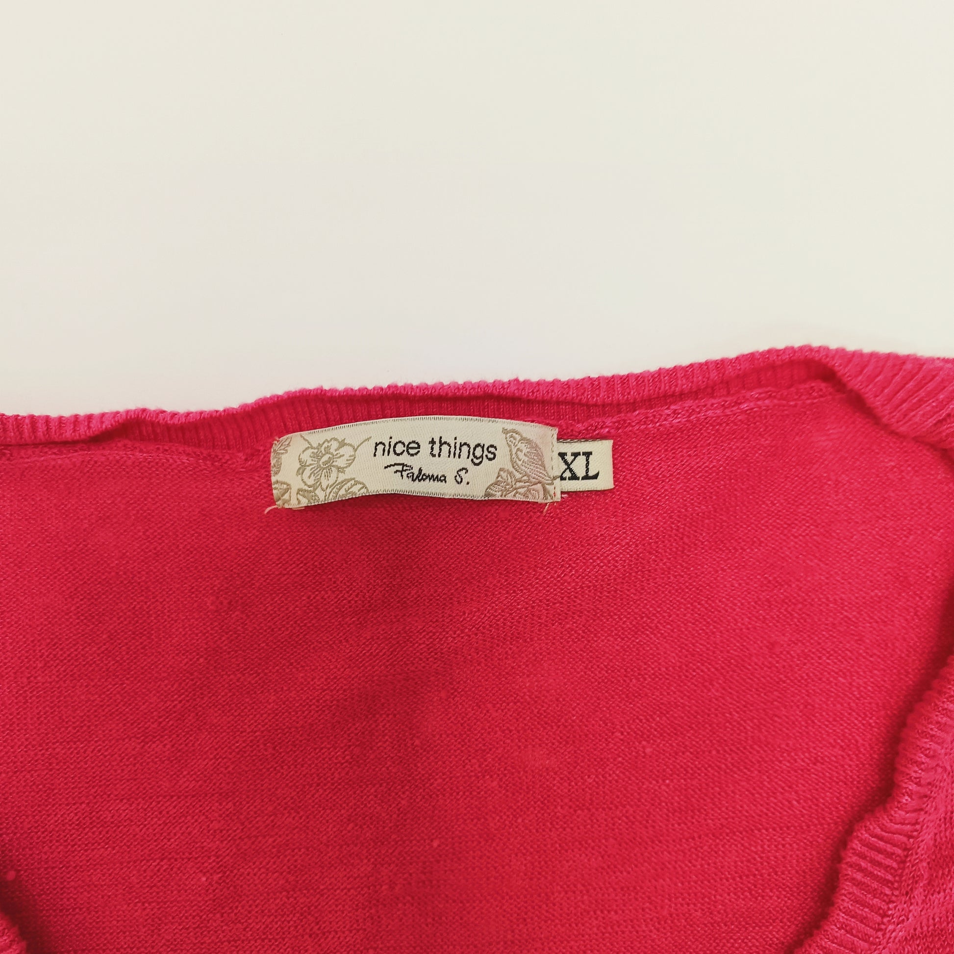 Hot Pink Longline Pearl Button Womens Lightweight Cardigan Size Extra Large | Preloved