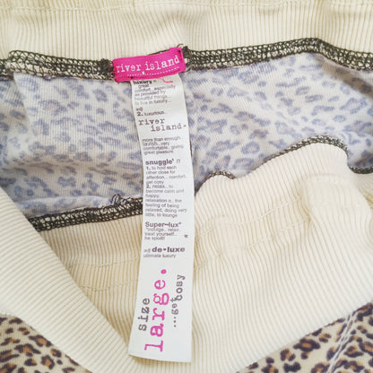 Leopard Print Soft Wide Leg Womens Trousers Size Large | Preloved