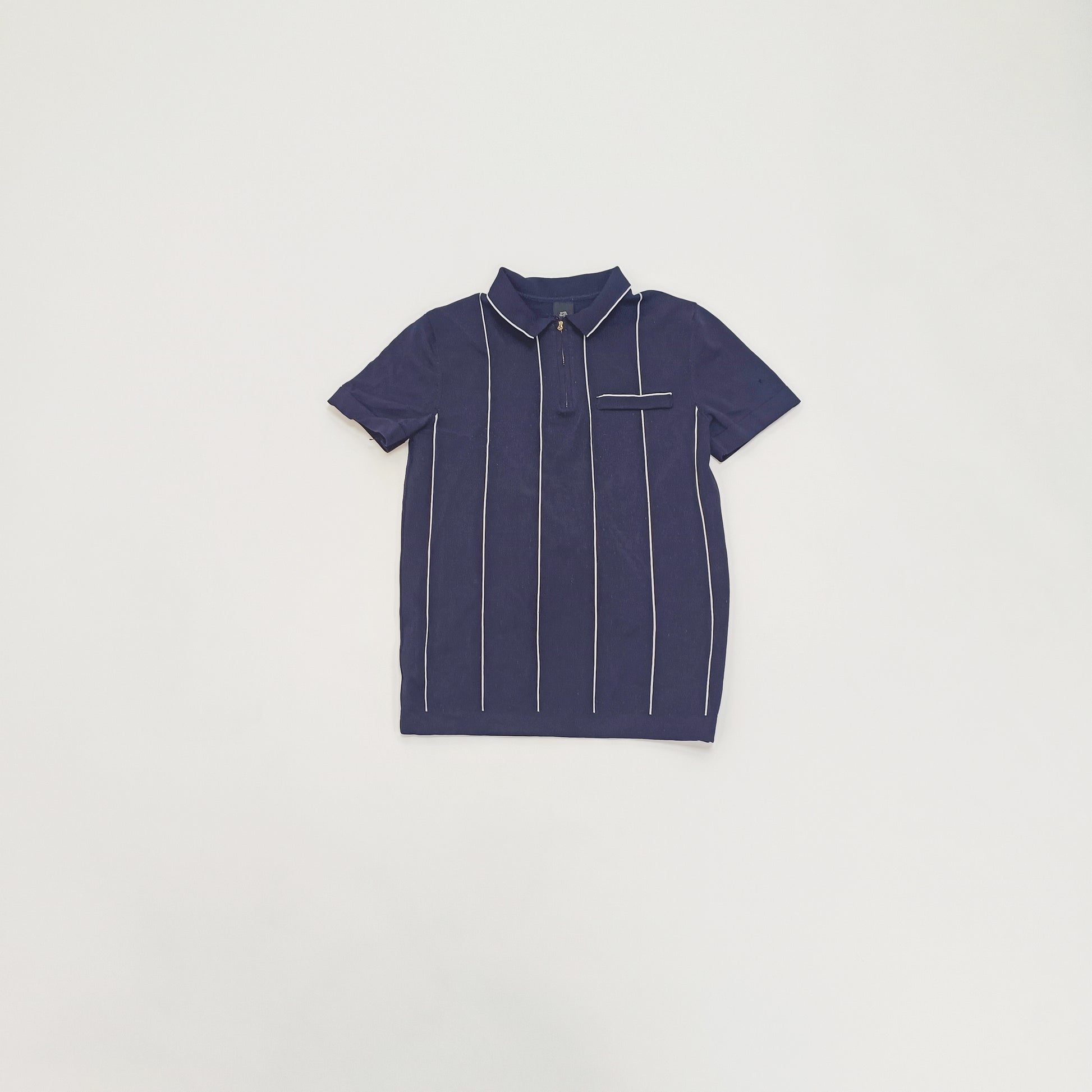Navy Blue Mens Quarter Zip Short Sleeve Top Size Extra Small | Preloved