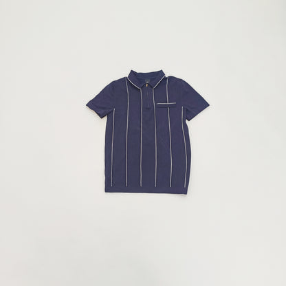 Navy Blue Mens Quarter Zip Short Sleeve Top Size Extra Small | Preloved