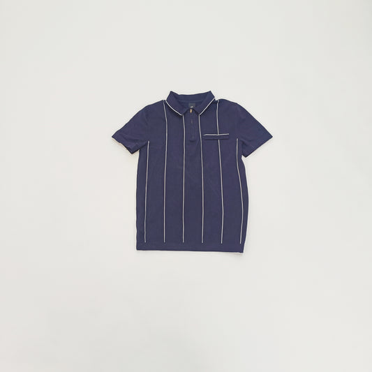 Navy Blue Mens Quarter Zip Short Sleeve Top Size Extra Small | Preloved