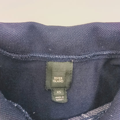 Navy Blue Mens Quarter Zip Short Sleeve Top Size Extra Small | Preloved