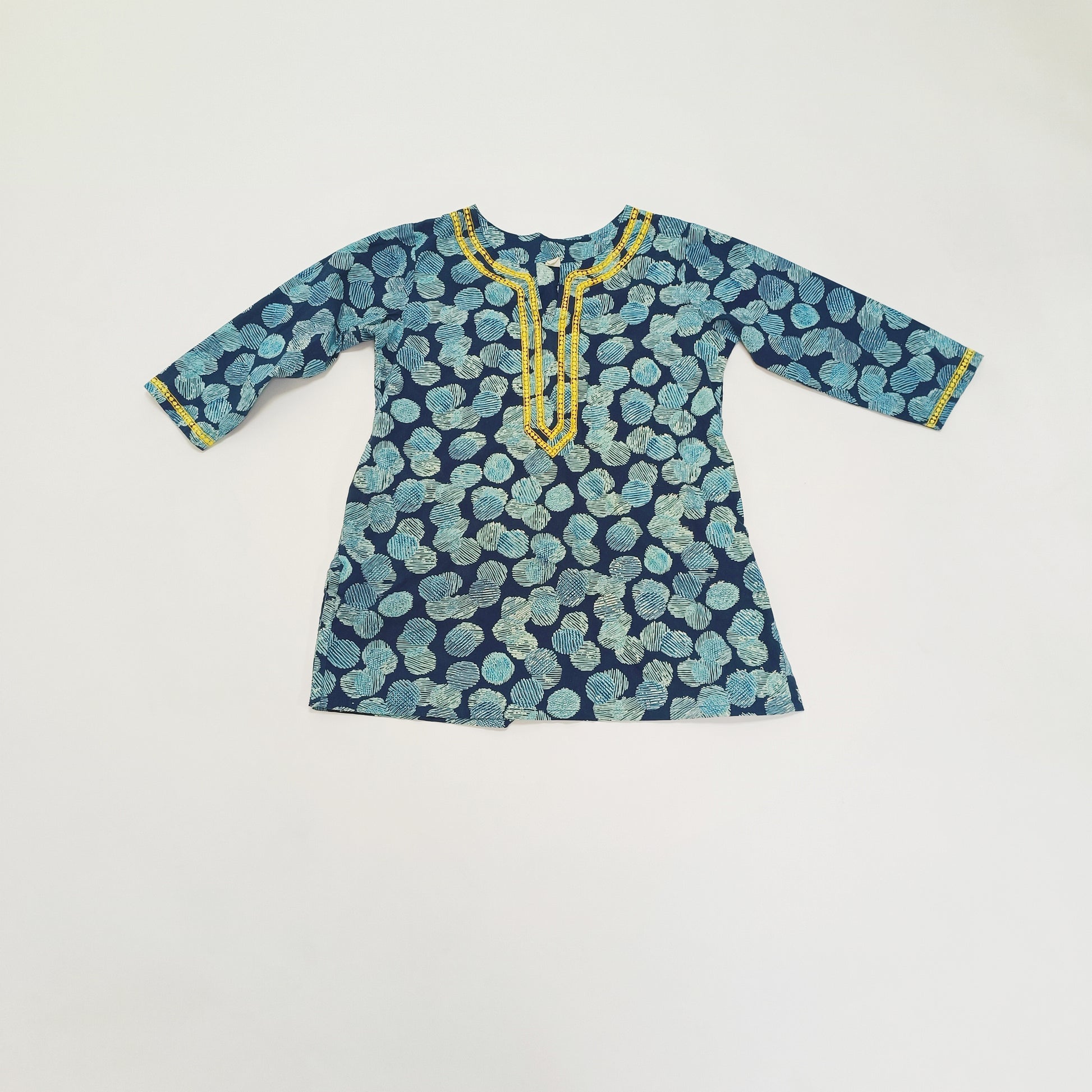 Blue Dotty Printed Womens Blouse Size Large | Preloved