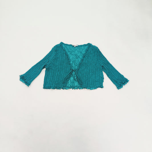 Turquoise Sheer Tie Front Blouse Size Large | Preloved