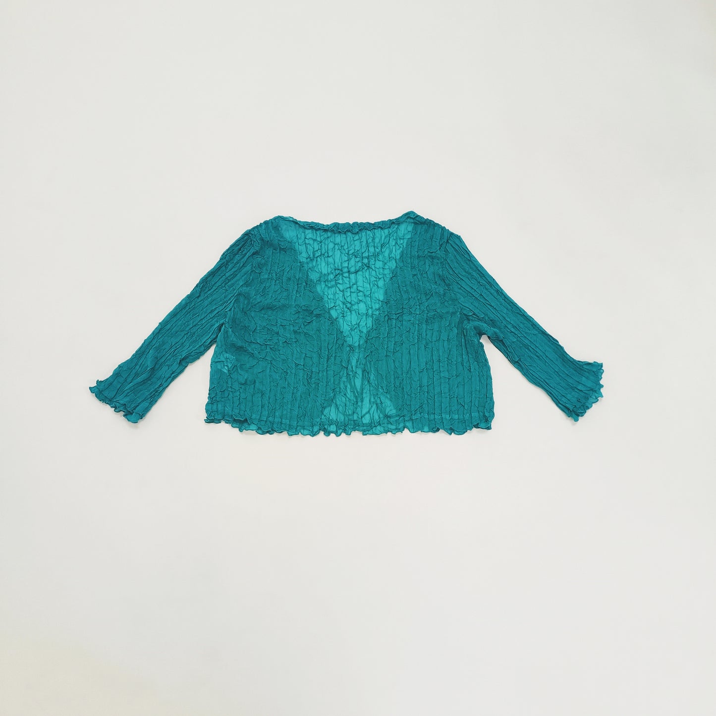 Turquoise Sheer Tie Front Blouse Size Large | Preloved