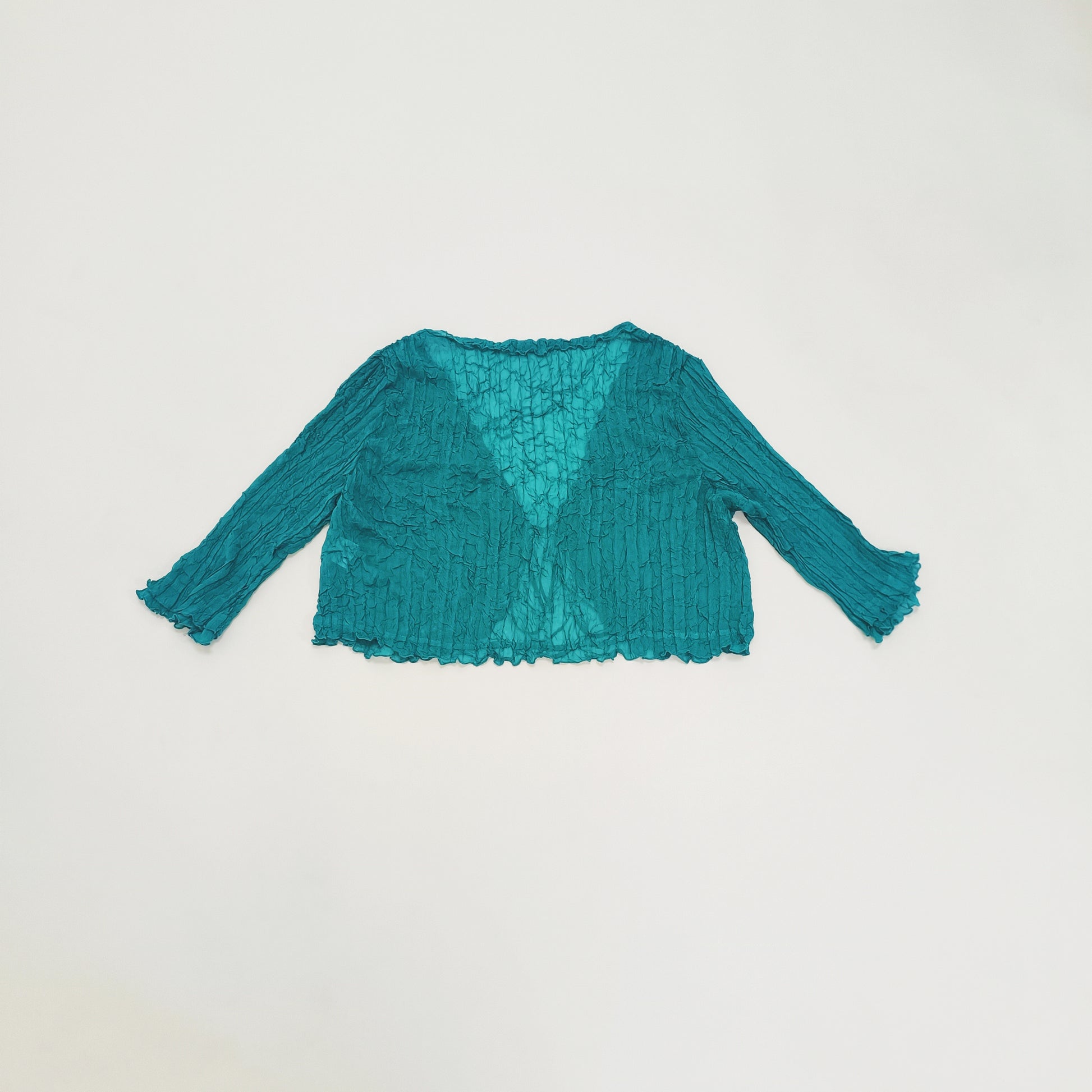 Turquoise Sheer Tie Front Blouse Size Large | Preloved
