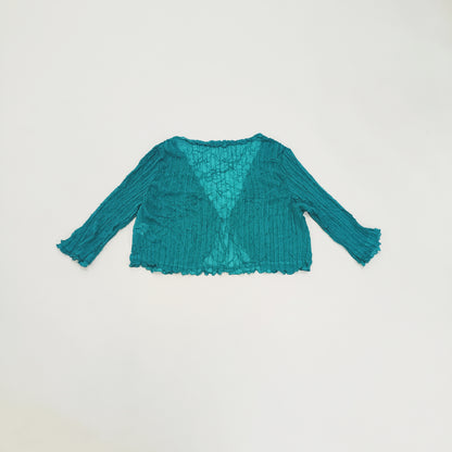 Turquoise Sheer Tie Front Blouse Size Large | Preloved