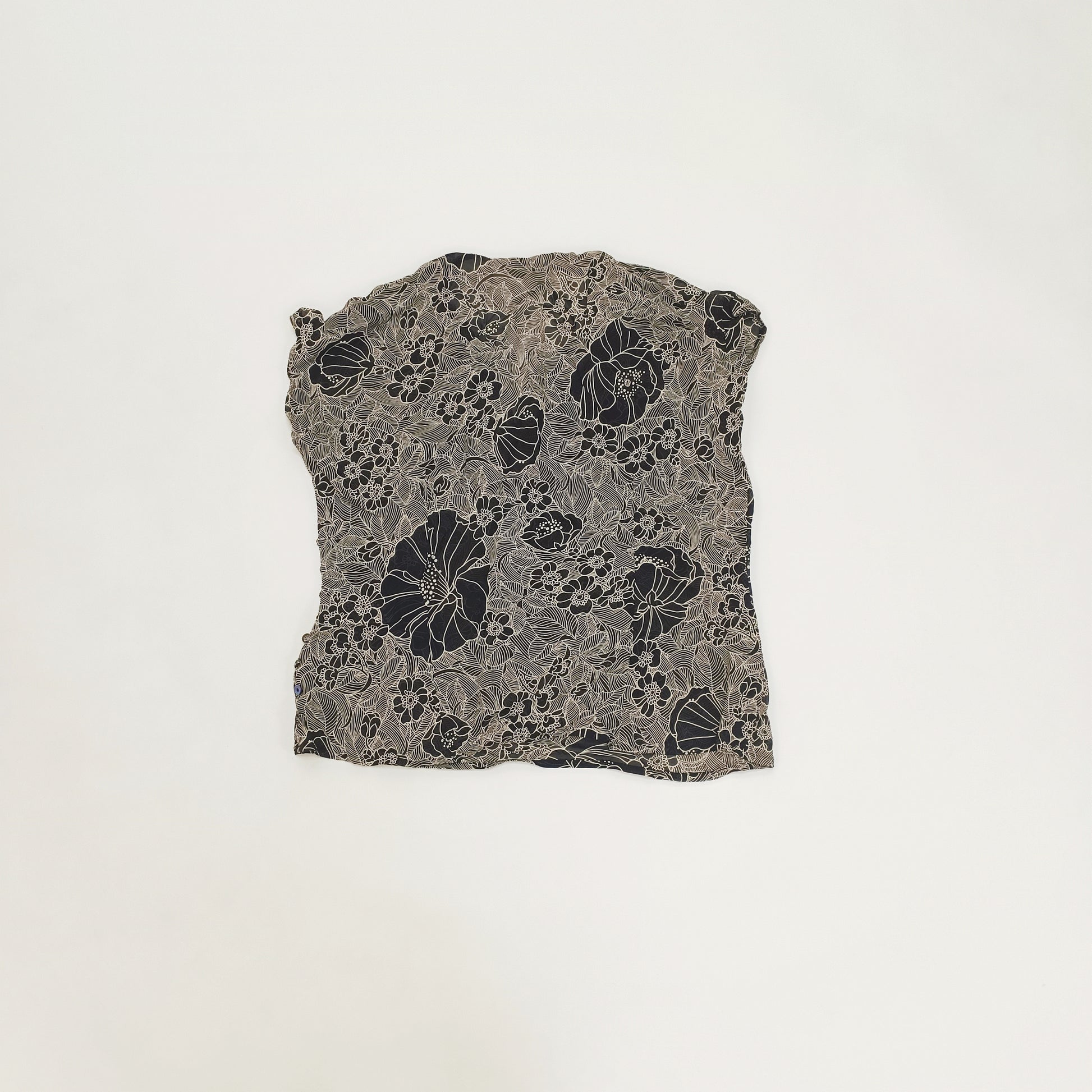 Monochrome Floral Wrap Style Short Sleeve Blouse Size Large | Preloved
