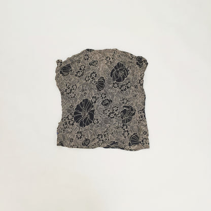 Monochrome Floral Wrap Style Short Sleeve Blouse Size Large | Preloved