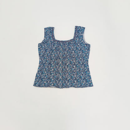 Baby Blue Linen Broderie Detail Top Size Large | Preloved
