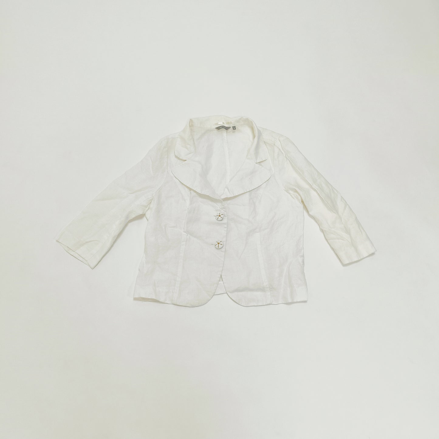Cream 3/4 Sleeve Linen Collared Shirt Size Large | Preloved