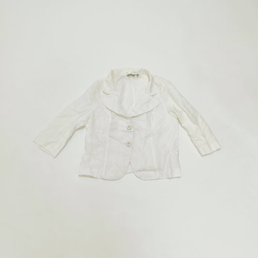Cream 3/4 Sleeve Linen Collared Shirt Size Large | Preloved