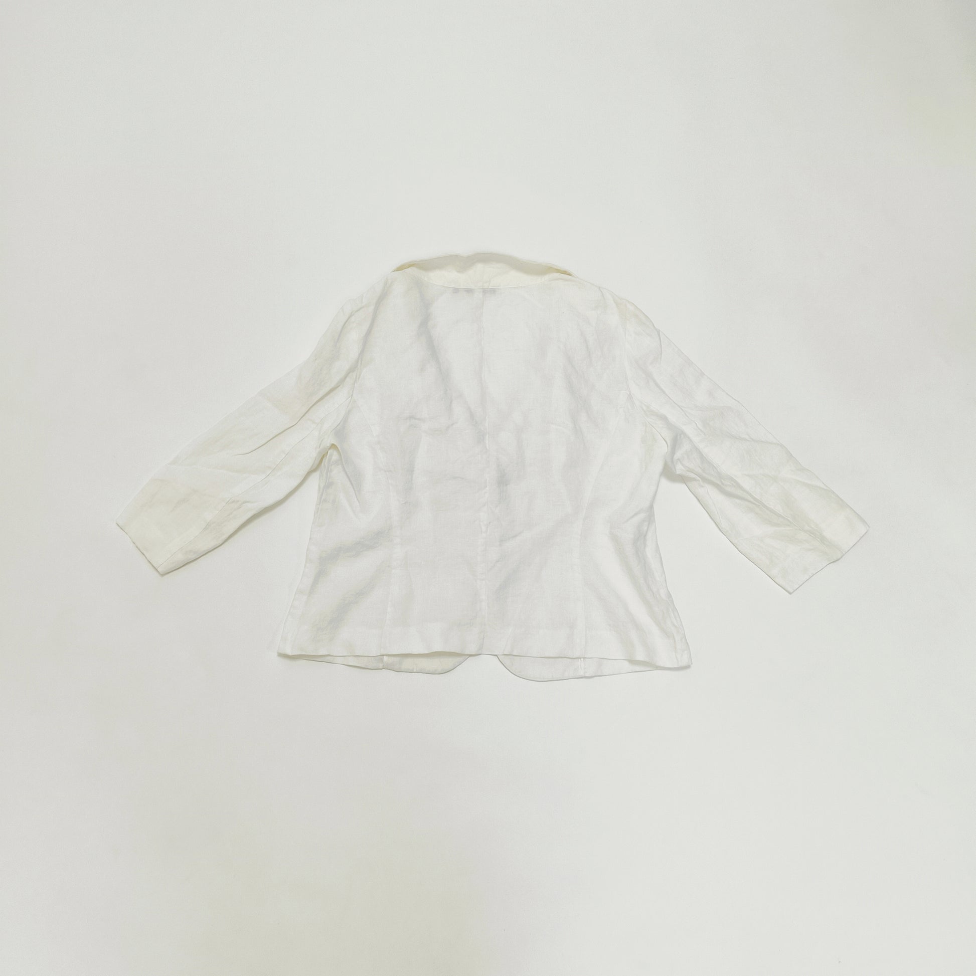 Cream 3/4 Sleeve Linen Collared Shirt Size Large | Preloved