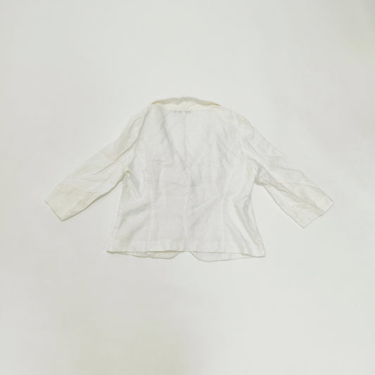 Cream 3/4 Sleeve Linen Collared Shirt Size Large | Preloved