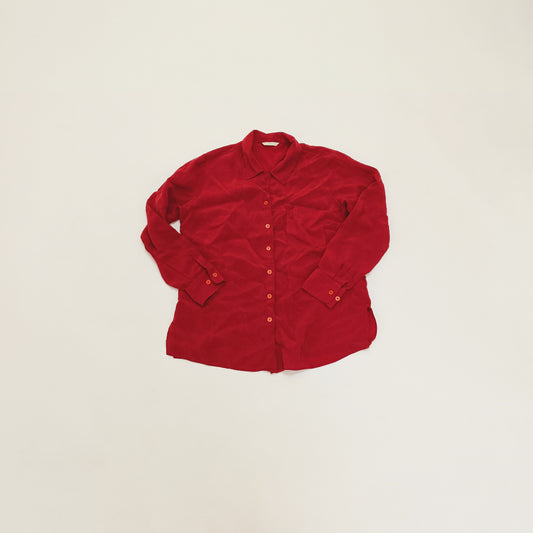 Red Button Up Womens Long Sleeve Shirt Size Large | Preloved