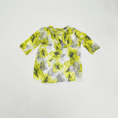 Yellow Bold Floral Double Layered Blouse Size Large | Preloved