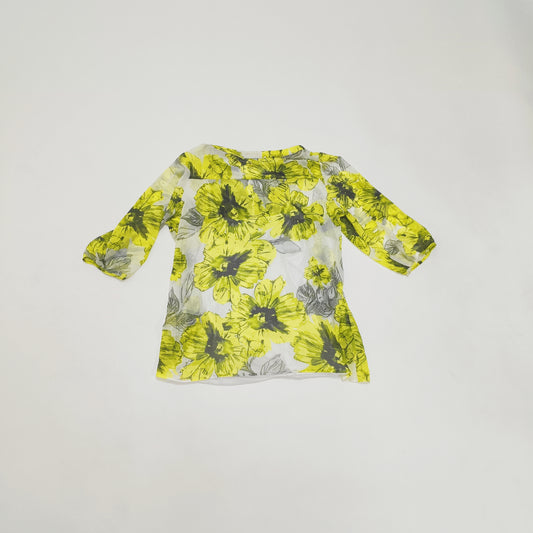 Yellow Bold Floral Double Layered Blouse Size Large | Preloved