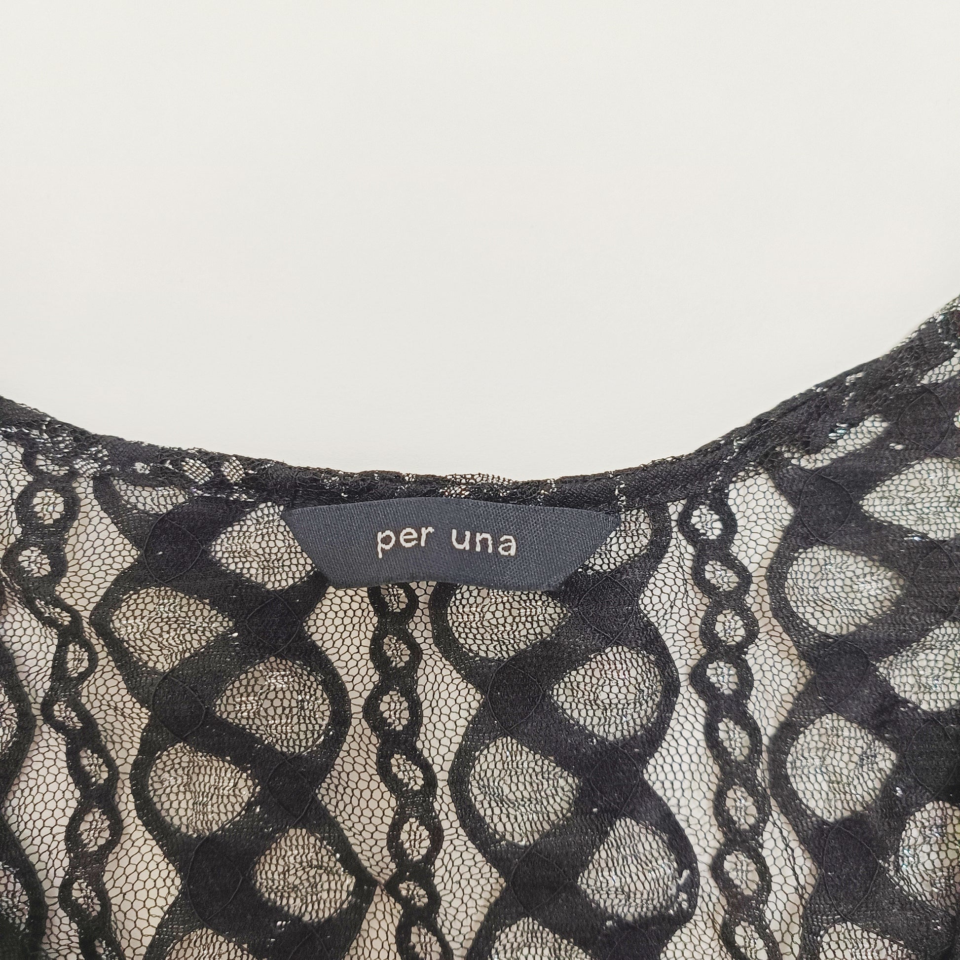 Black & Metallic Silver Tie Front Cropped Top Size Medium | Preloved