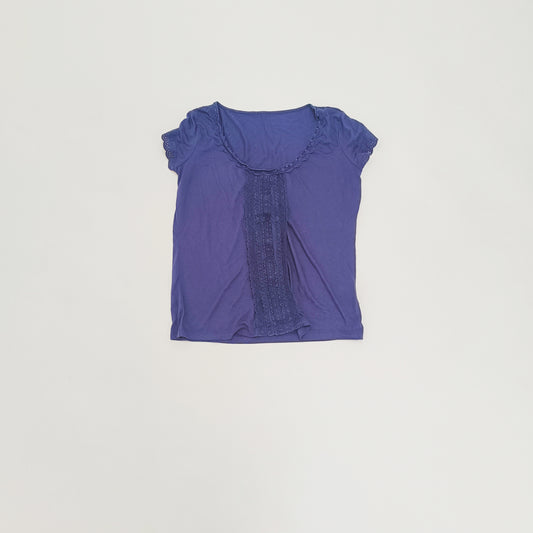 Navy Blue Short Sleeve Front Detail Top Size Medium | Preloved
