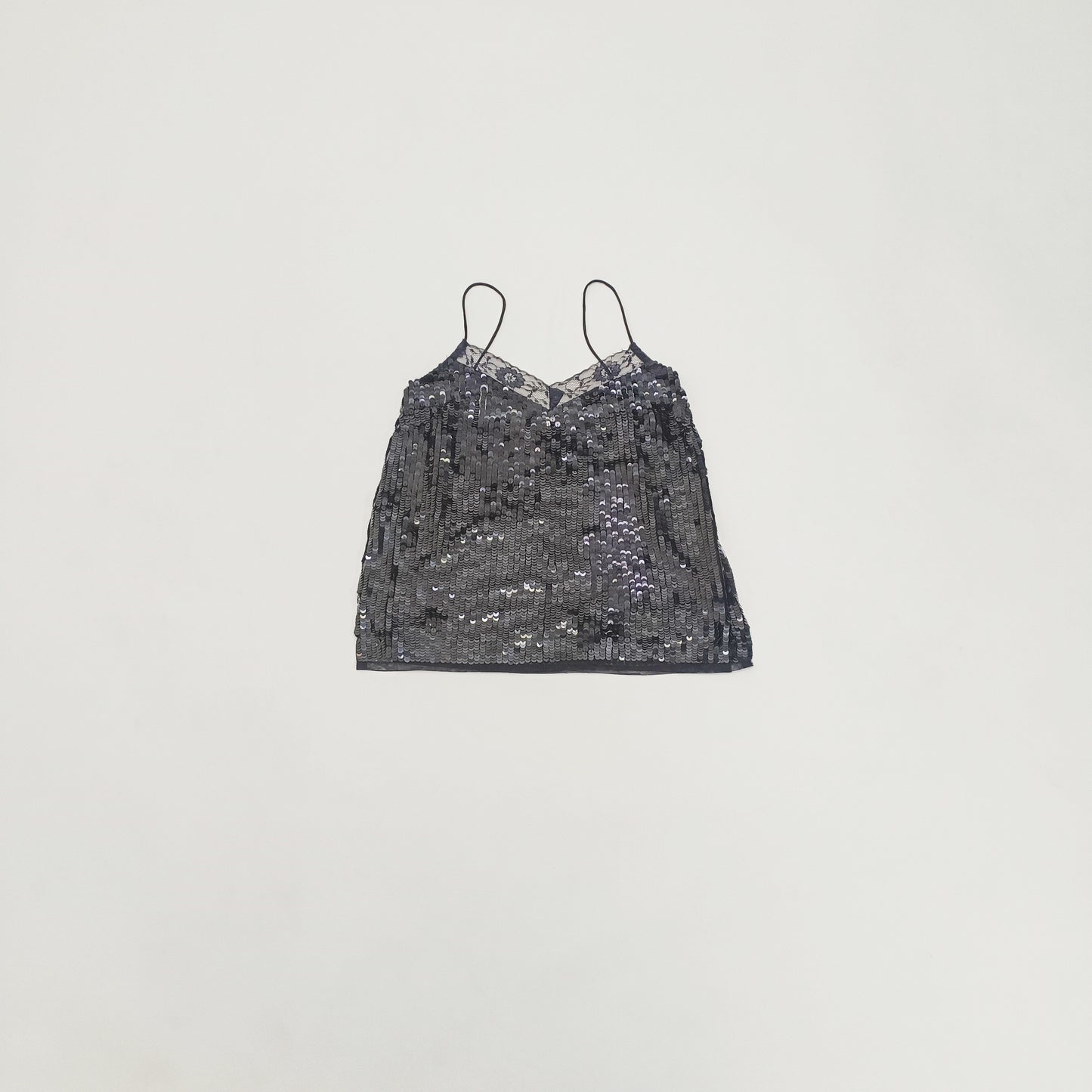 Black Sequin Strappy Womens Cropped Top Size Small | Preloved