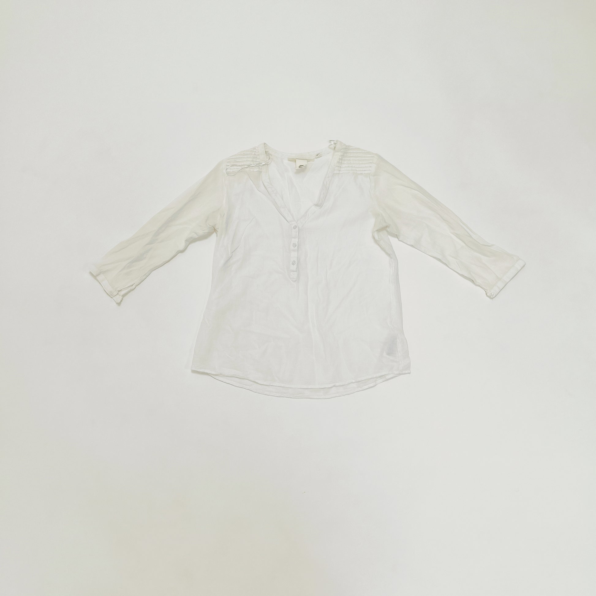 White V Neck Button Up Womens Blouse Size Small | Preloved