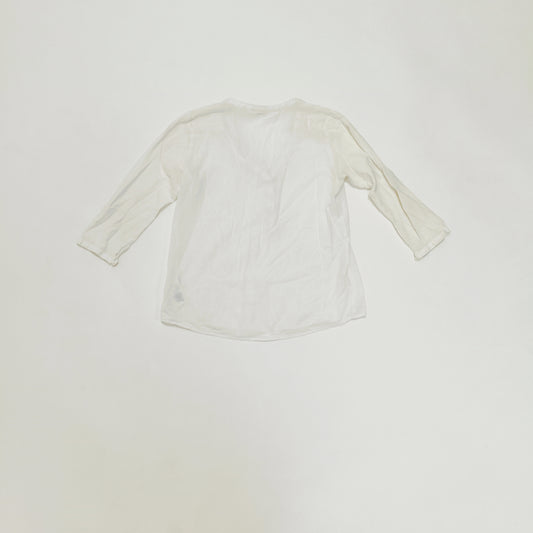 White V Neck Button Up Womens Blouse Size Small | Preloved
