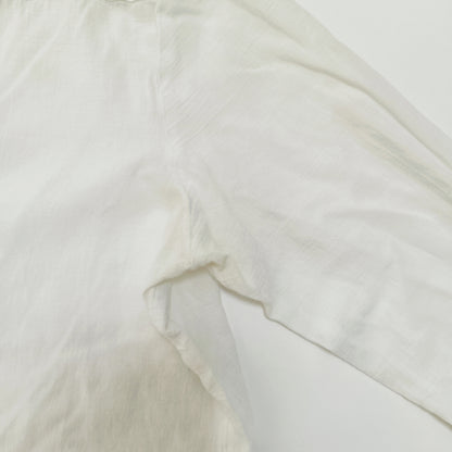 White V Neck Button Up Womens Blouse Size Small | Preloved