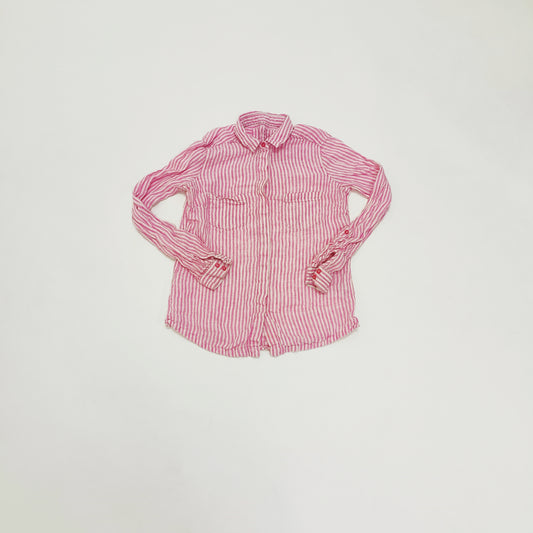 Pink & White Vertical Stripe Womens Shirt Size Small | Preloved