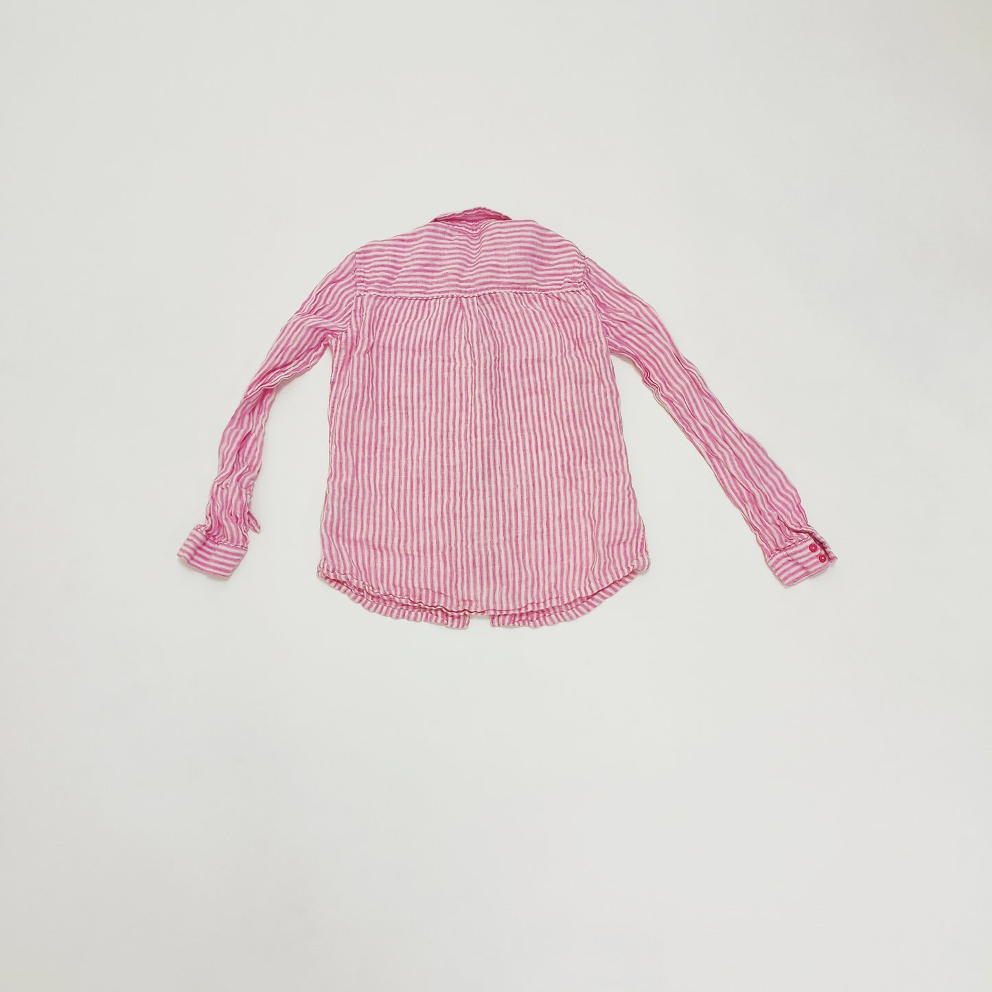 Pink & White Vertical Stripe Womens Shirt Size Small | Preloved