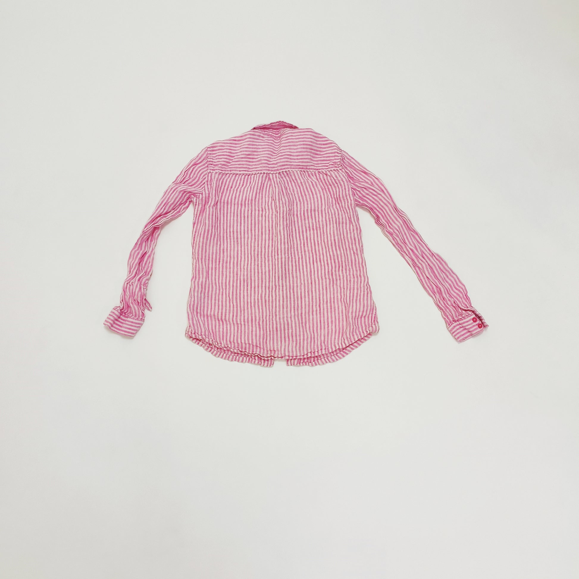 Pink & White Vertical Stripe Womens Shirt Size Small | Preloved