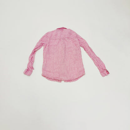 Pink & White Vertical Stripe Womens Shirt Size Small | Preloved