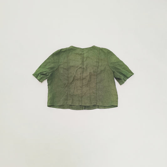 Khaki Green Boxy Fit Contrast Stitch Shirt Size Small | Preloved