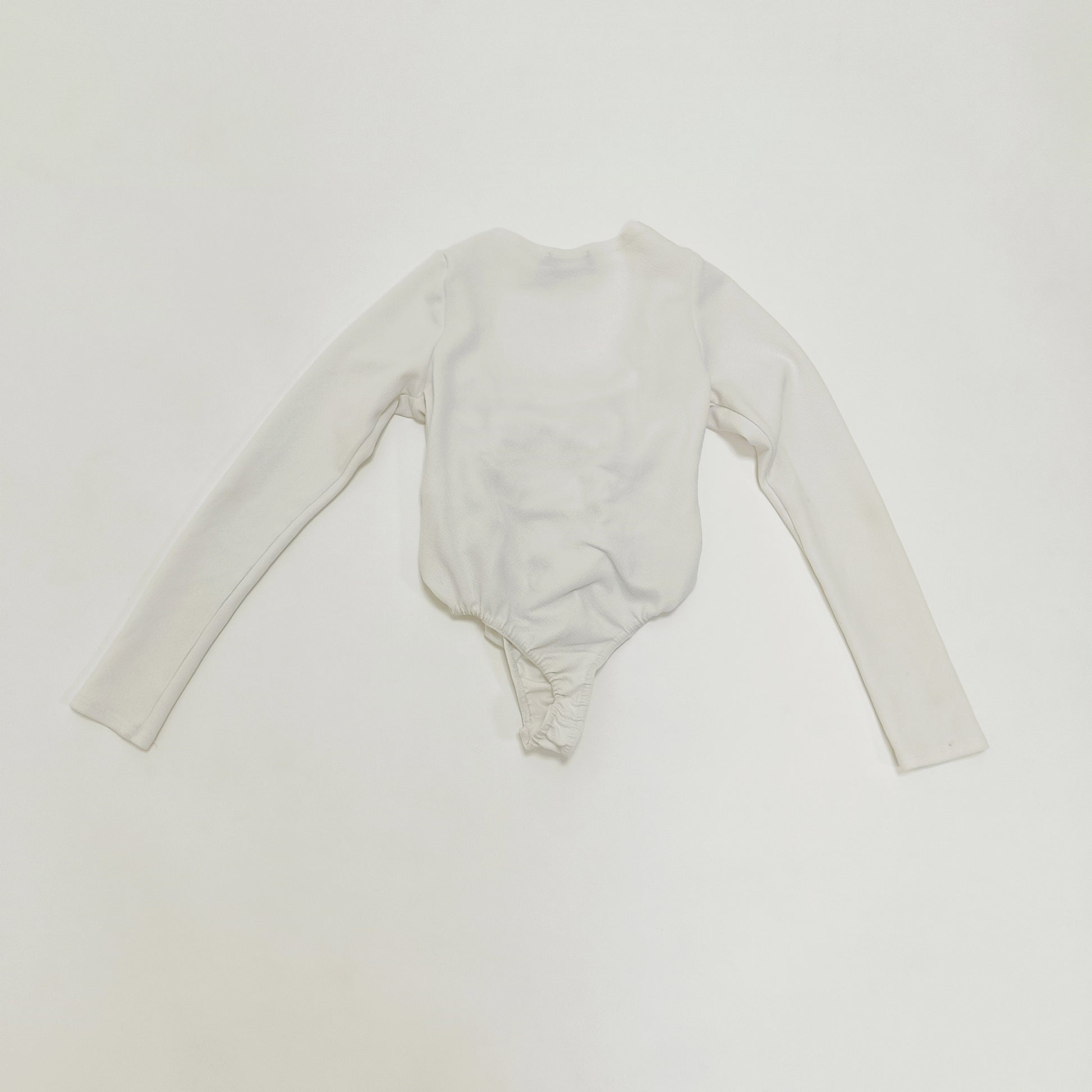 White Long Sleeve Ruched Bodysuit Size Extra Small | Preloved
