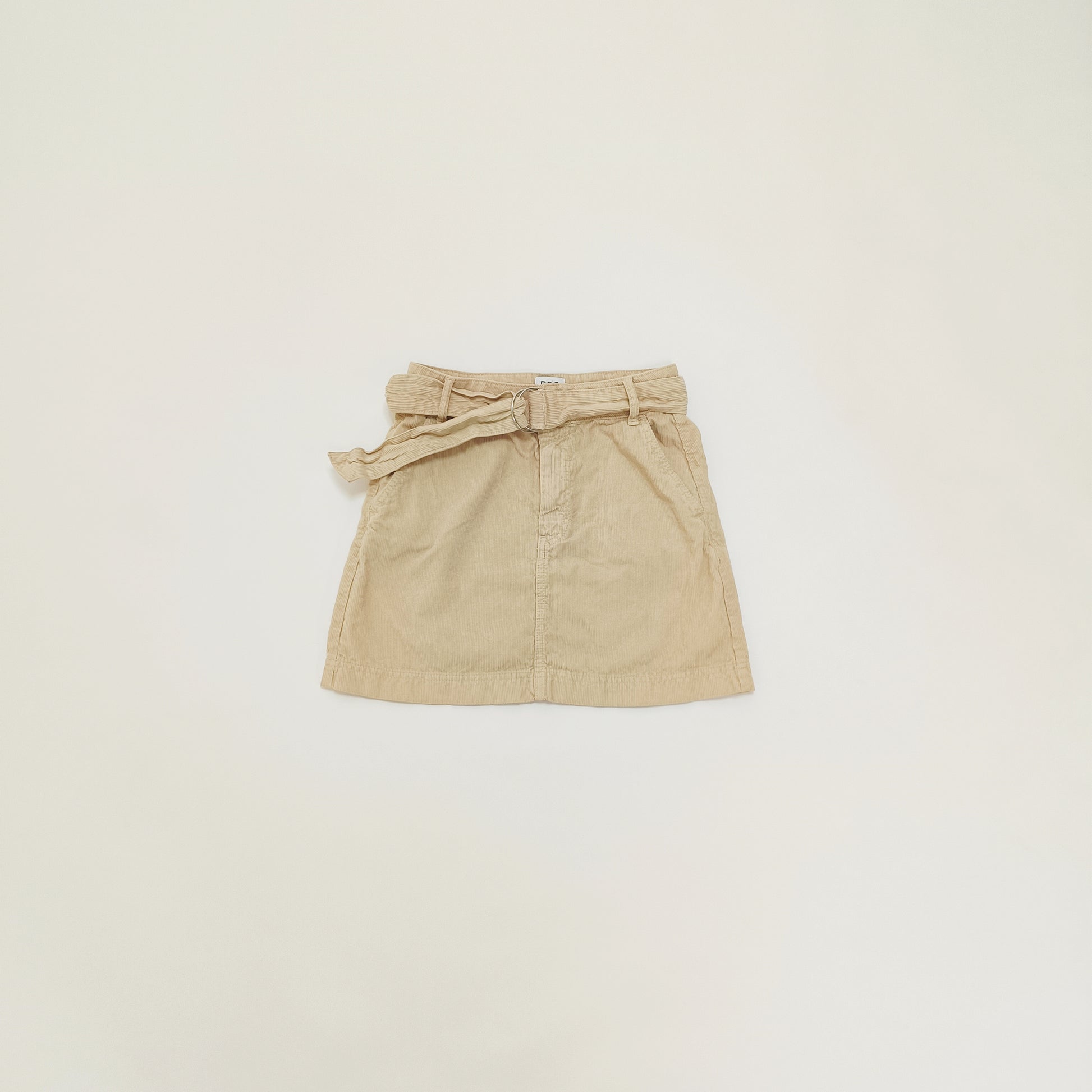 Light Brown Corduroy Belted Womens Mini Skirt Size Small | Preloved