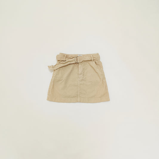 Light Brown Corduroy Belted Womens Mini Skirt Size Small | Preloved