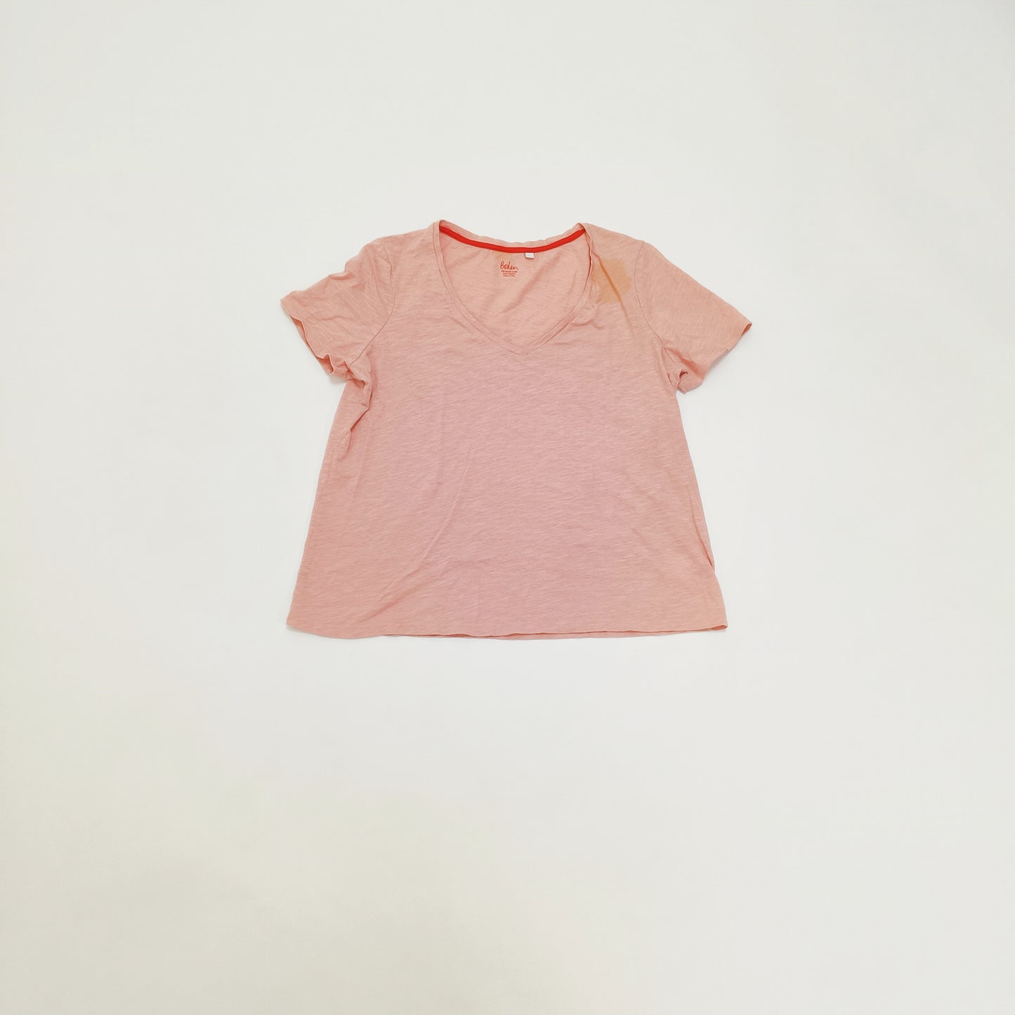 Light Pink V Neck Womens Short Sleeve T-Shirt Size Large | Preloved
