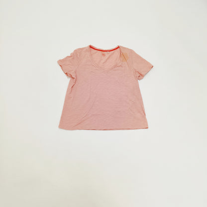 Light Pink V Neck Womens Short Sleeve T-Shirt Size Large | Preloved