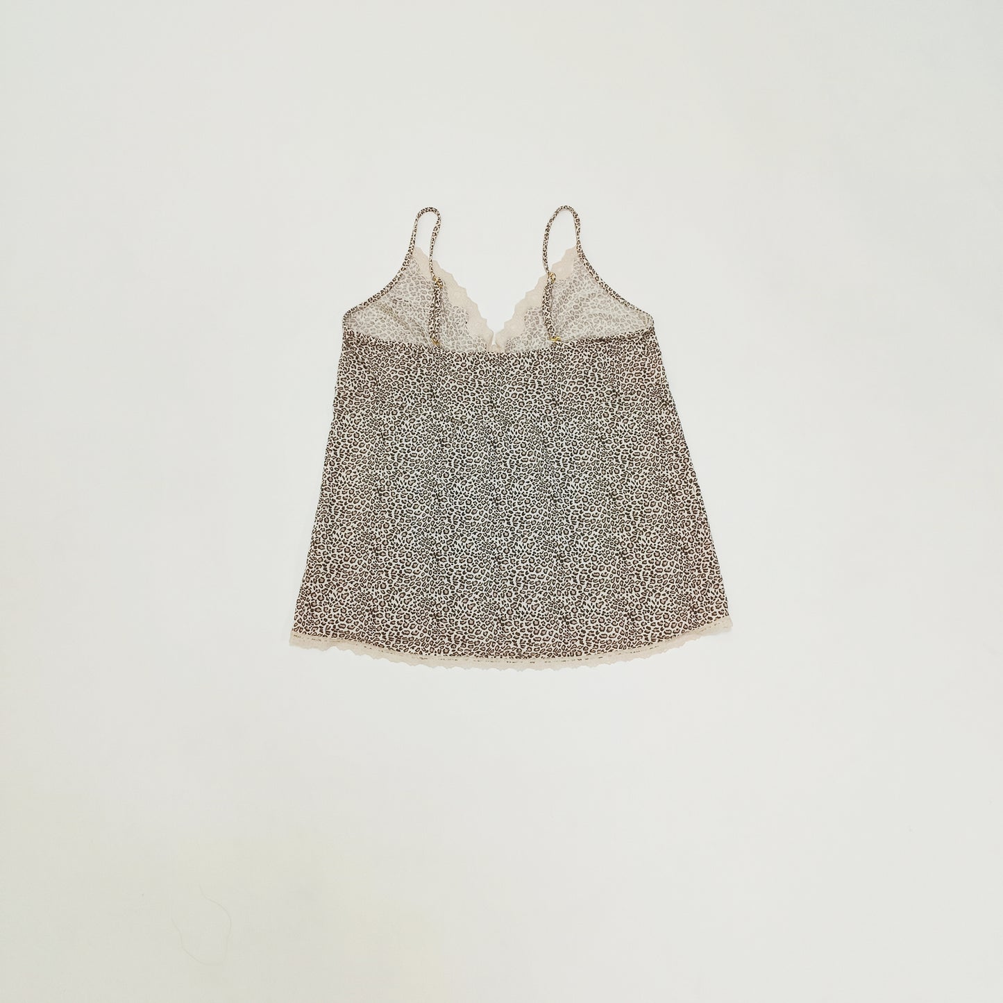 Lace Edged Strappy Leopard Print Vest Top Size Large | Preloved