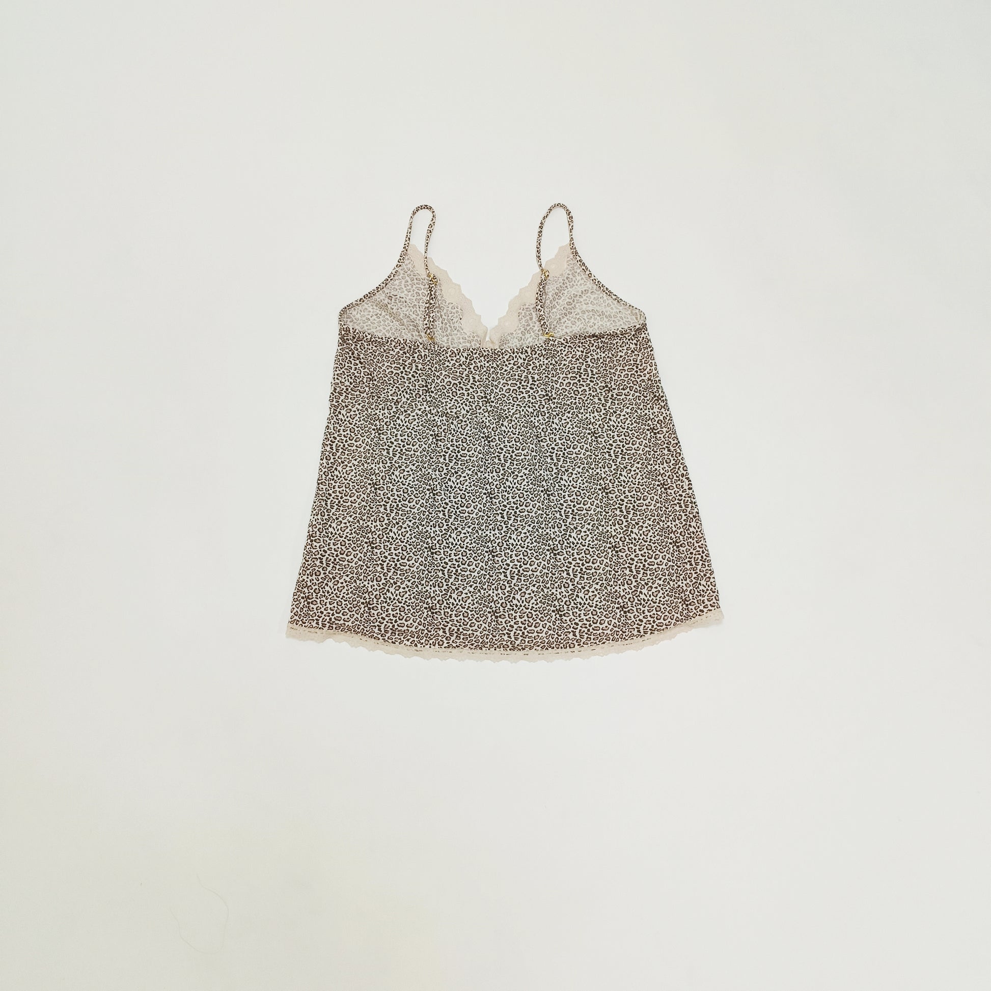 Lace Edged Strappy Leopard Print Vest Top Size Large | Preloved