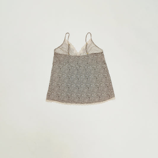 Lace Edged Strappy Leopard Print Vest Top Size Large | Preloved