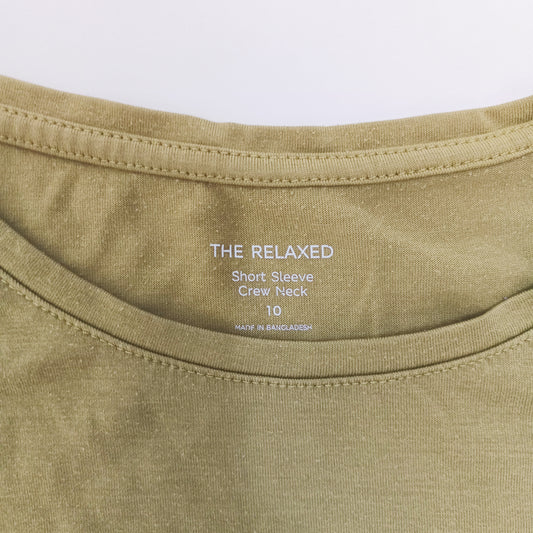 Khaki Green Short Sleeve Crew Neck T-Shirt Size Small | Preloved