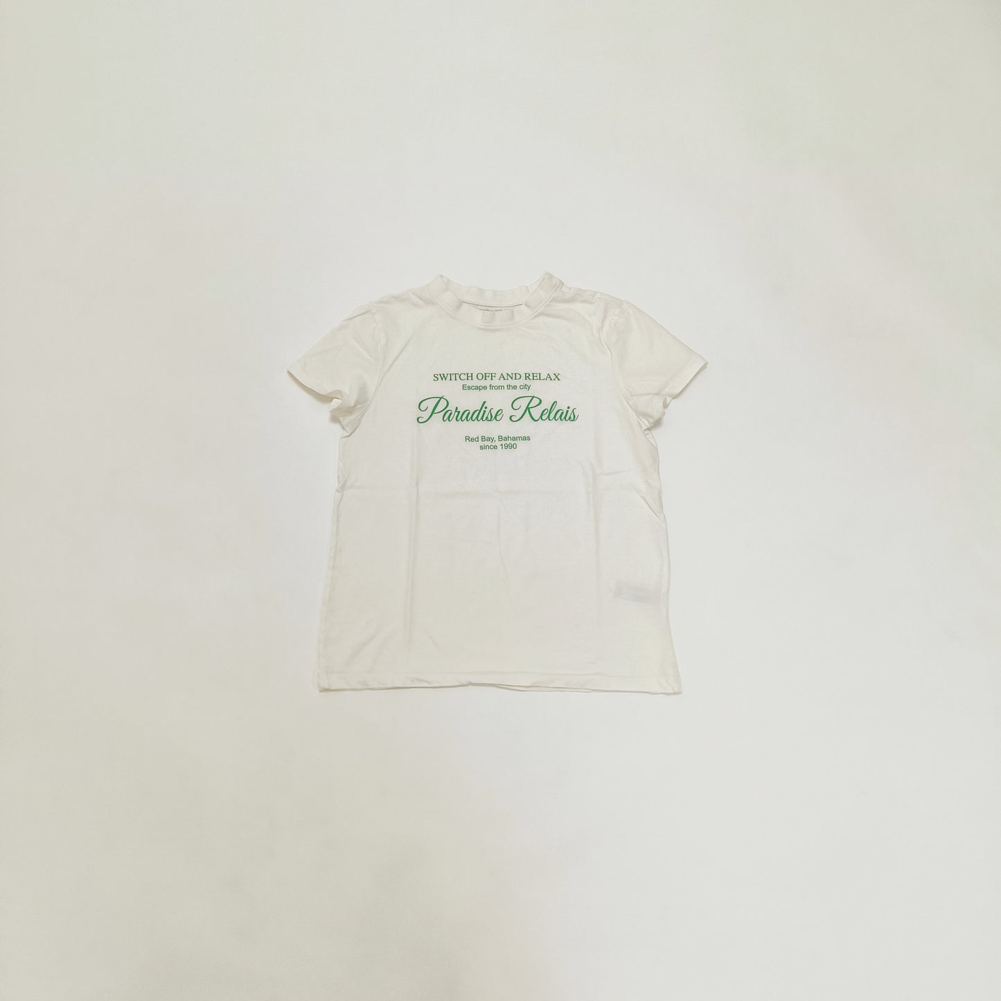 Cream Crew Neck Short Sleeve Printed T-Shirt Size Small | Preloved