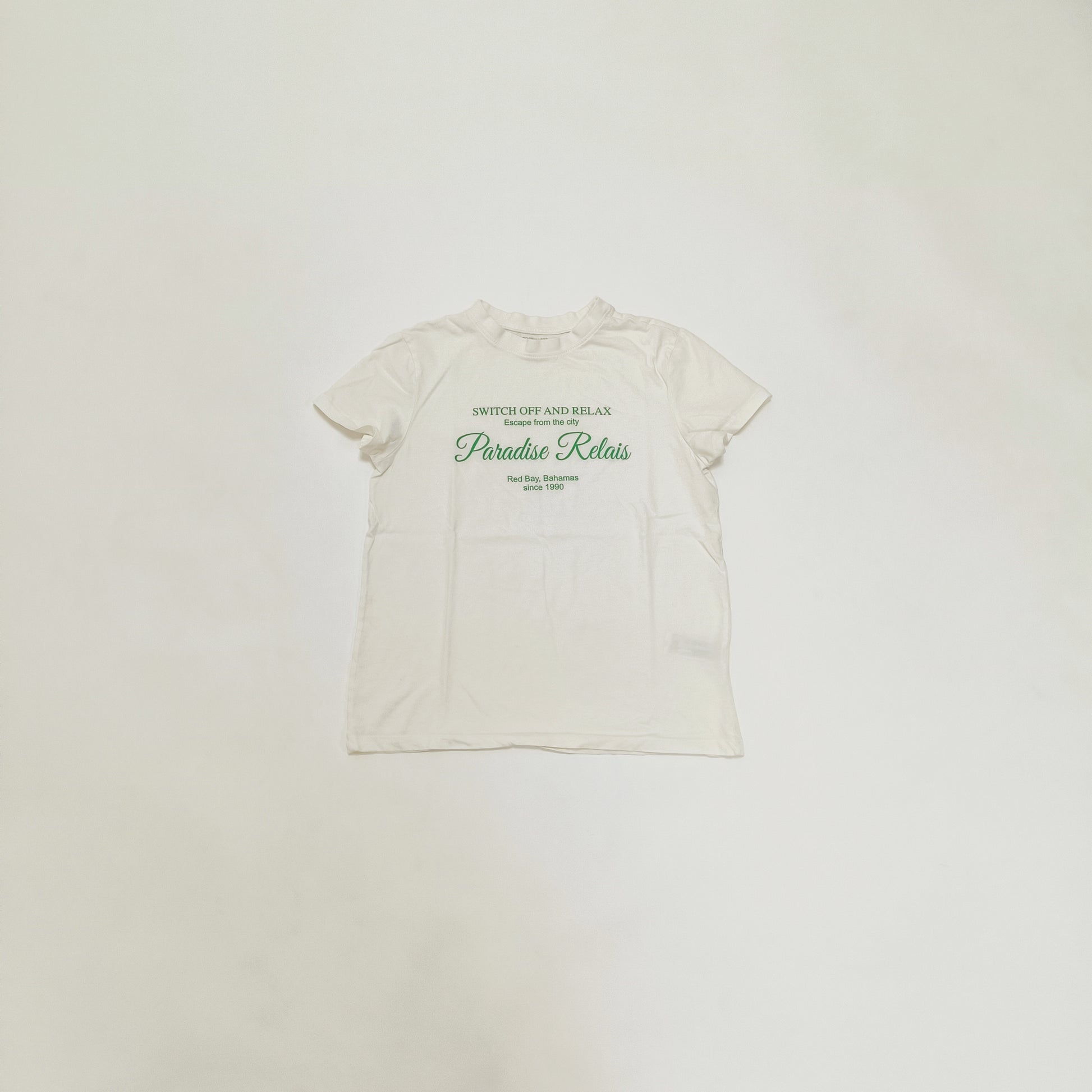 Cream Crew Neck Short Sleeve Printed T-Shirt Size Small | Preloved