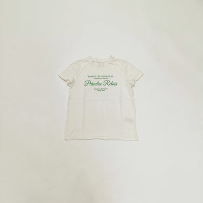 Cream Crew Neck Short Sleeve Printed T-Shirt Size Small | Preloved
