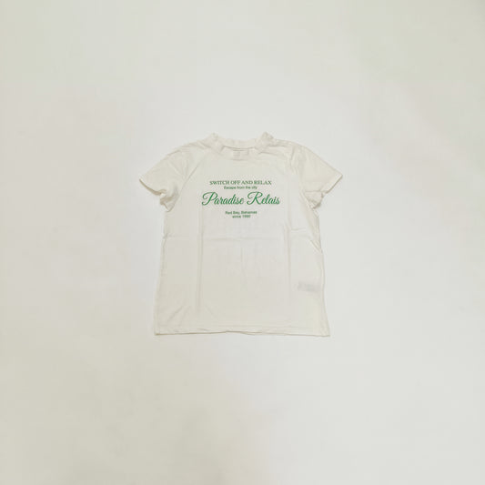 Cream Crew Neck Short Sleeve Printed T-Shirt Size Small | Preloved