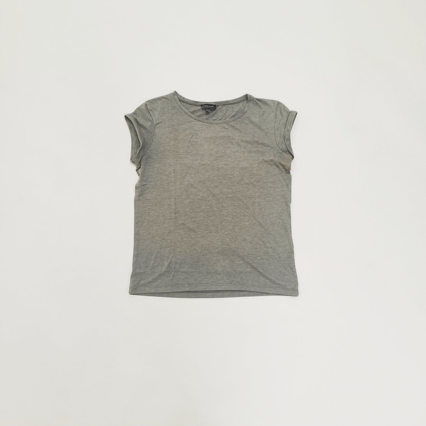 Grey Scoop Neck Womens Short Sleeve T-Shirt Size Small | Preloved